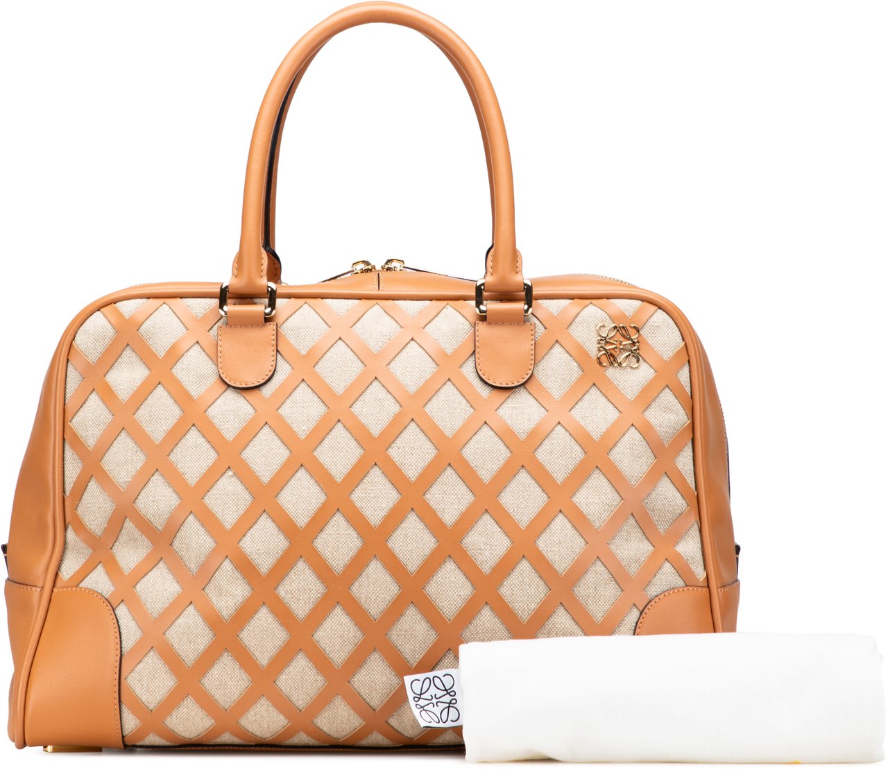 Loewe Extra Large Canvas and Cut Out Leather Amazona 75 Bruin