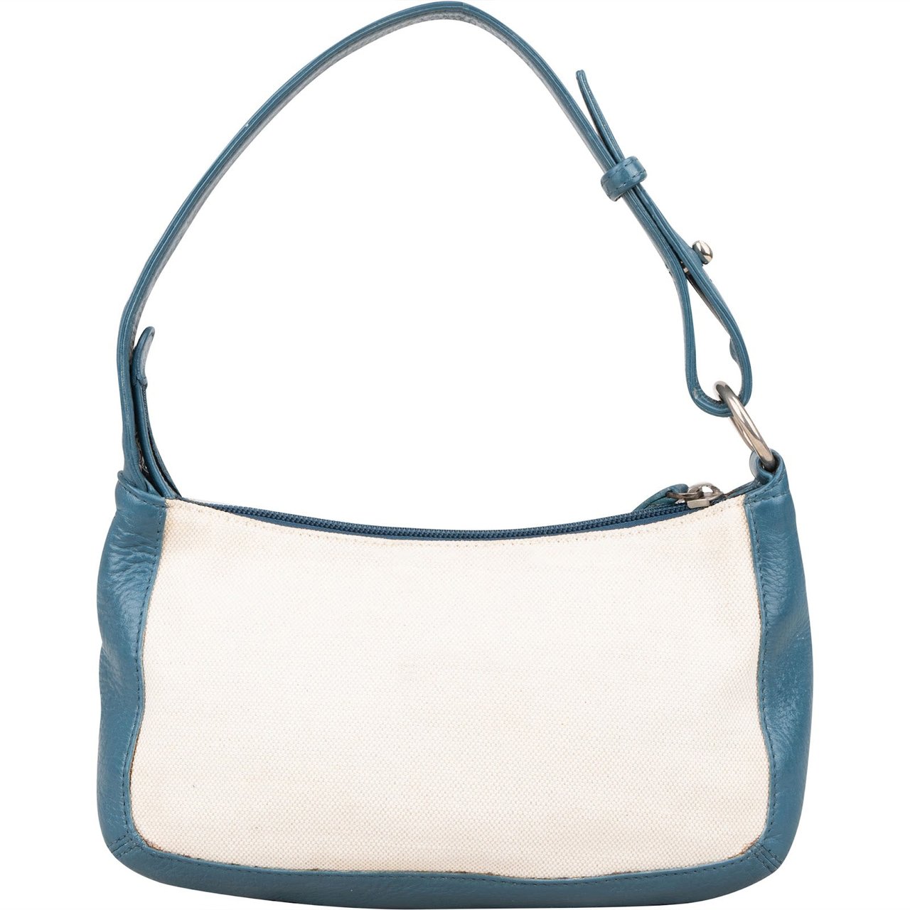 Loewe Leather and Canvas Anagram Studded Pochette Shoulder Bag Blauw