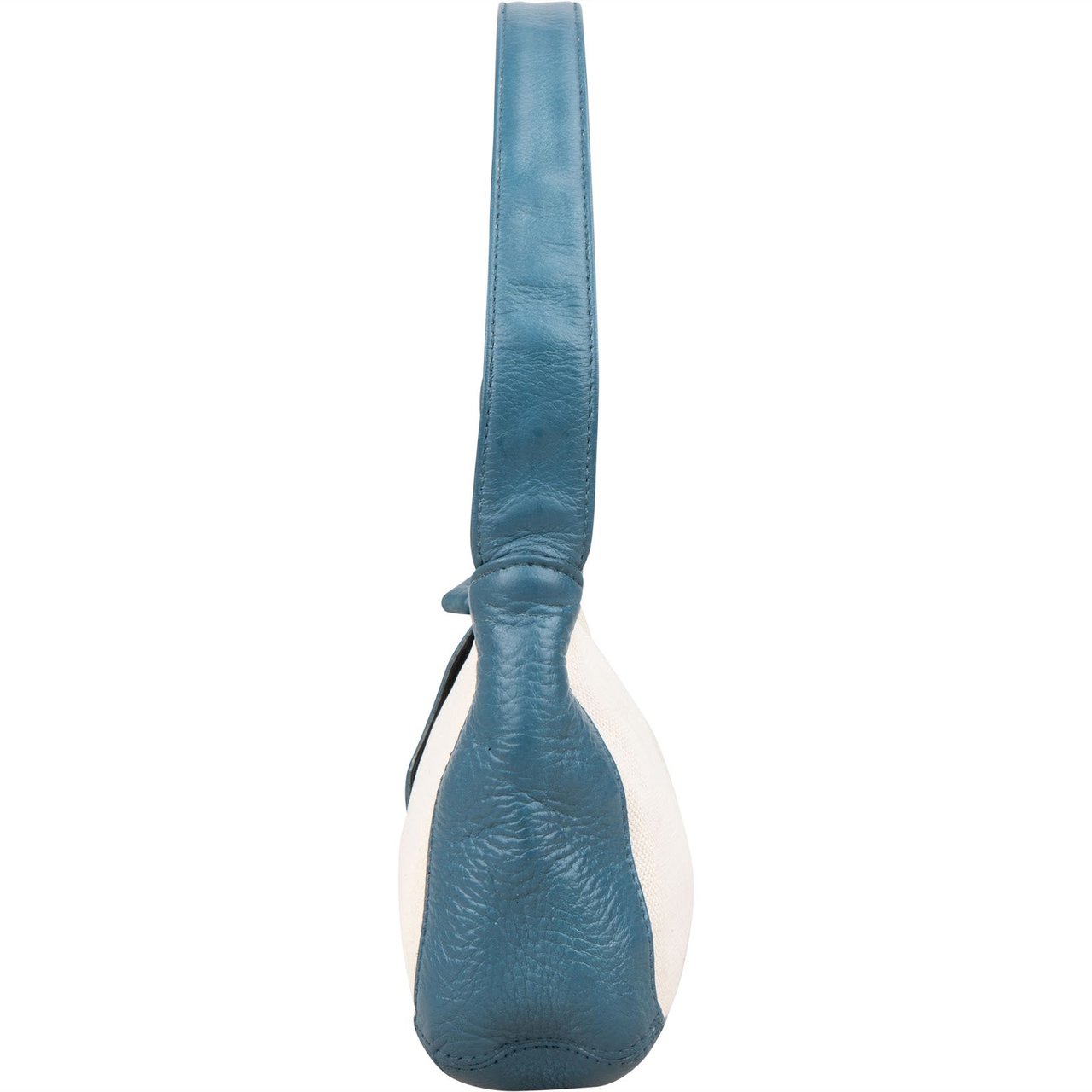 Loewe Leather and Canvas Anagram Studded Pochette Shoulder Bag Blauw