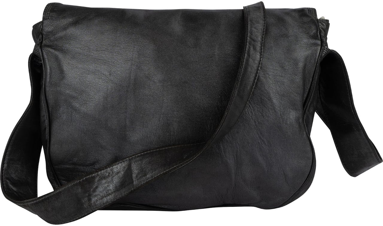 Loewe Leather Vintage D-Ring Flap Crossbody Bag Zwart