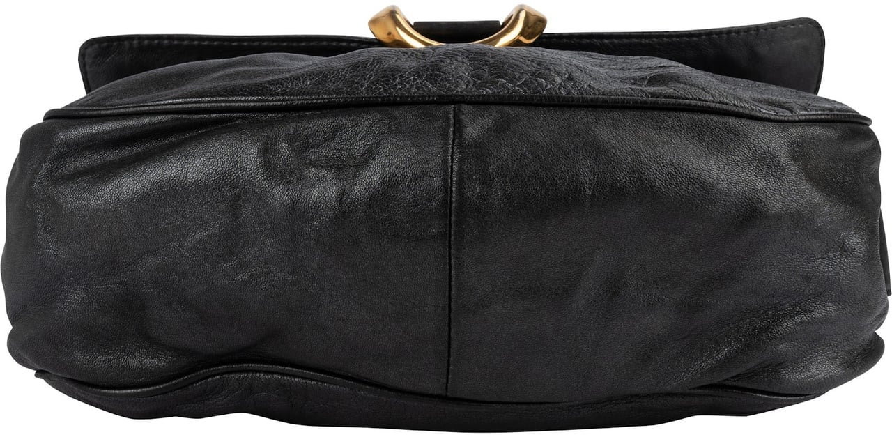 Loewe Leather Vintage D-Ring Flap Crossbody Bag Zwart