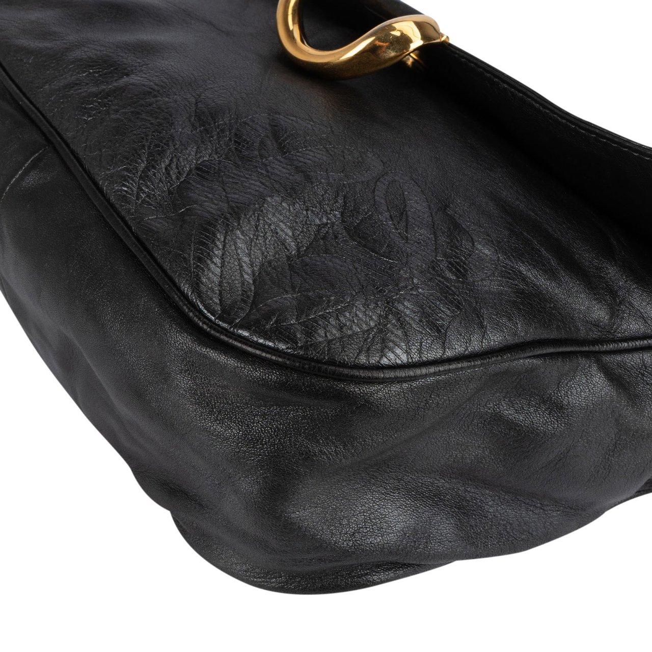 Loewe Leather Vintage D-Ring Flap Crossbody Bag Zwart