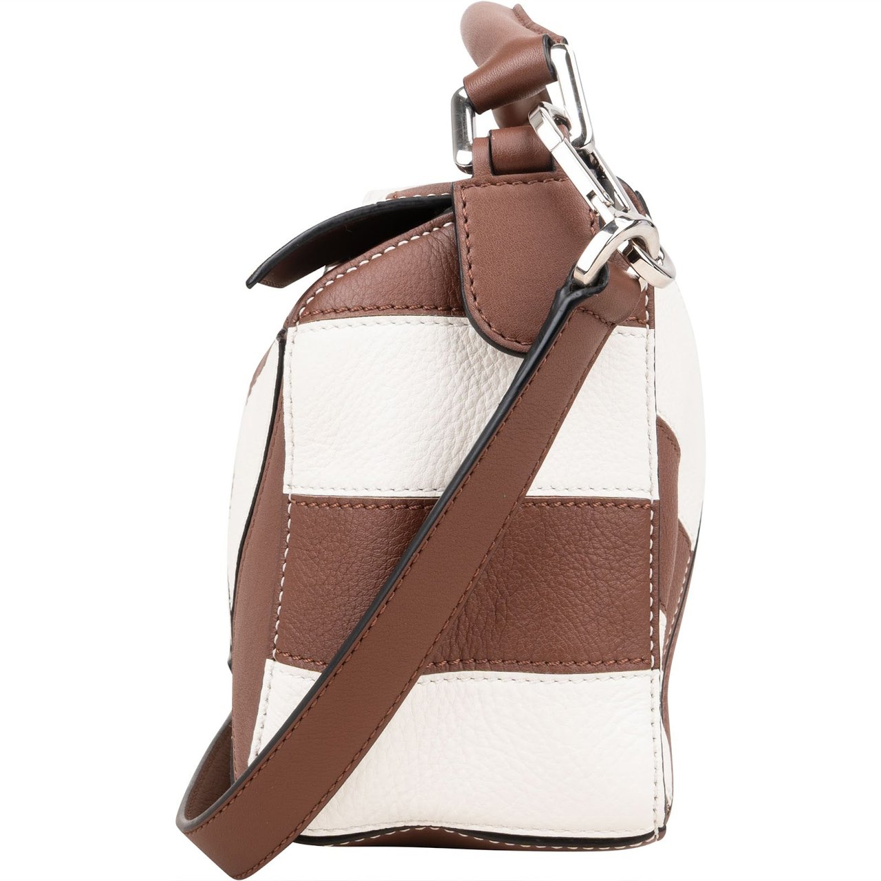 Loewe Striped Leather Puzzle Handbag Bruin