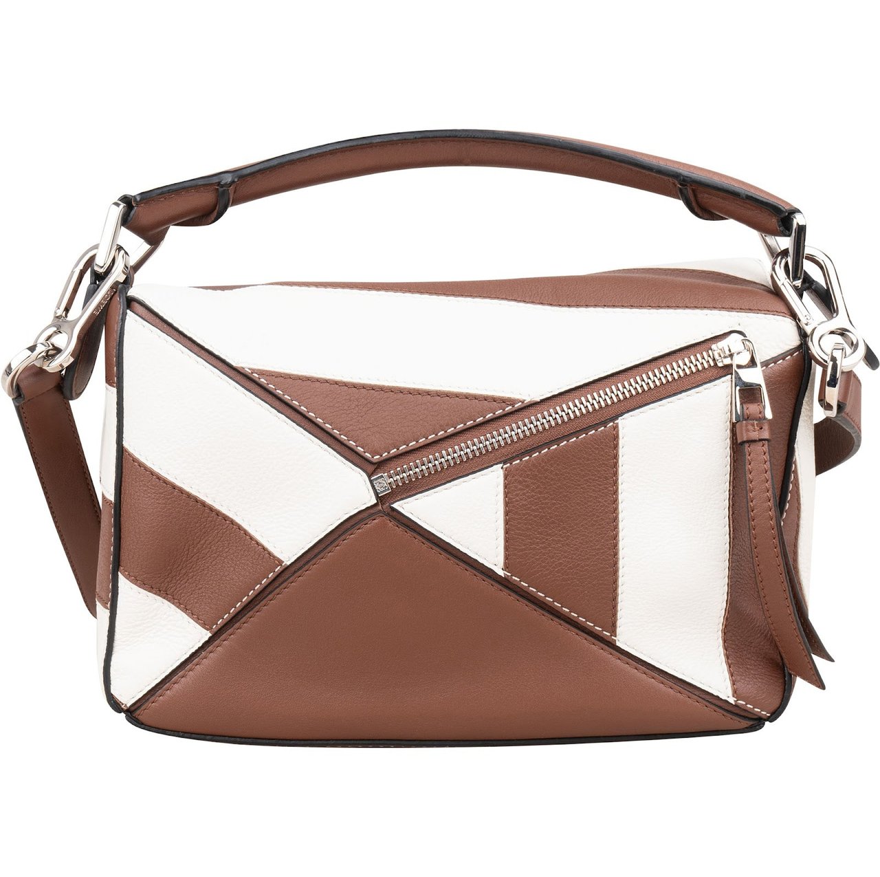 Loewe Striped Leather Puzzle Handbag Bruin