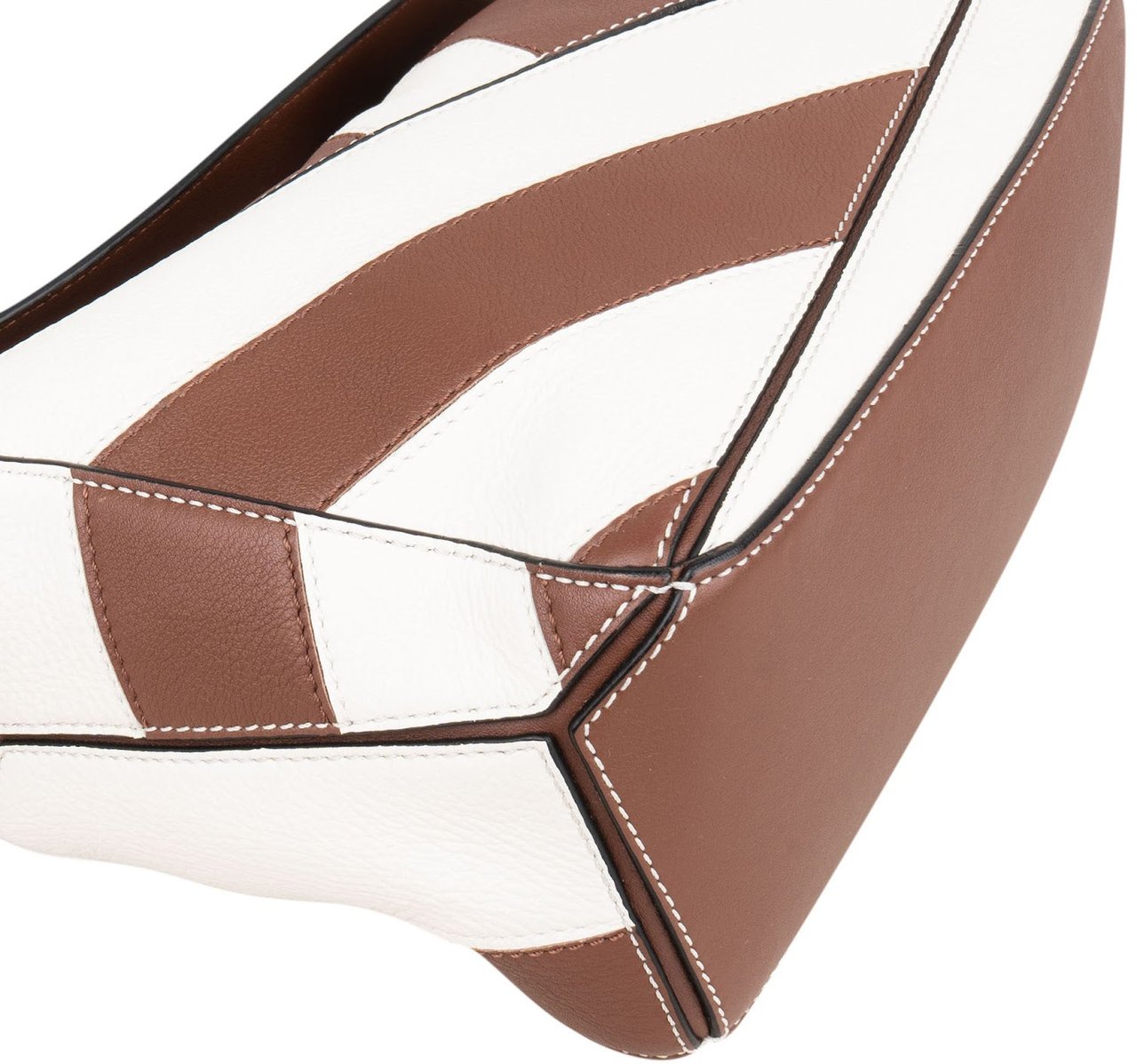 Loewe Striped Leather Puzzle Handbag Bruin