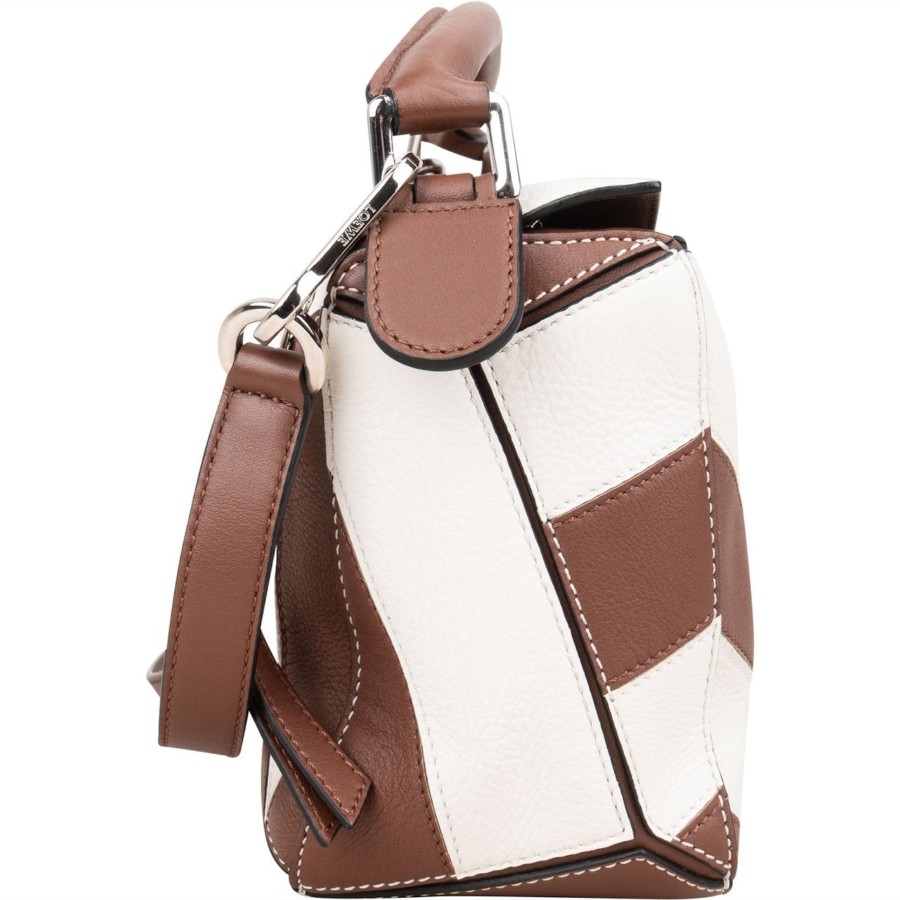 Loewe Striped Leather Puzzle Handbag Bruin