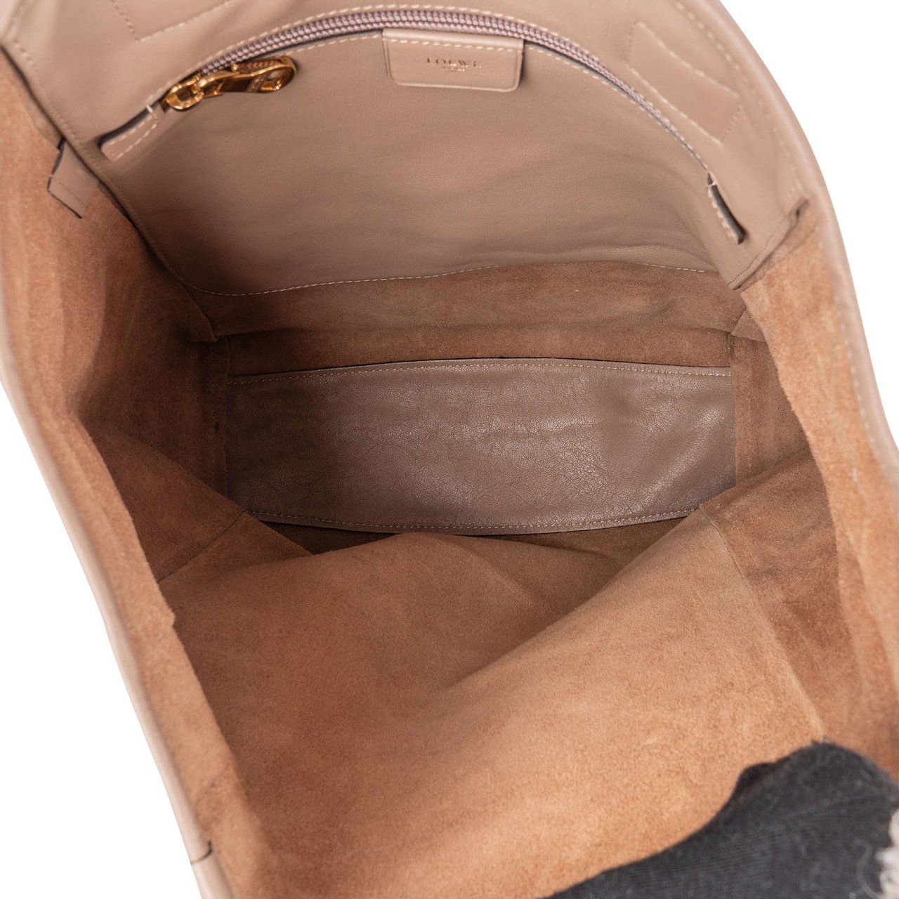 Loewe Leather Anagram Tote Shoulder Bag Beige