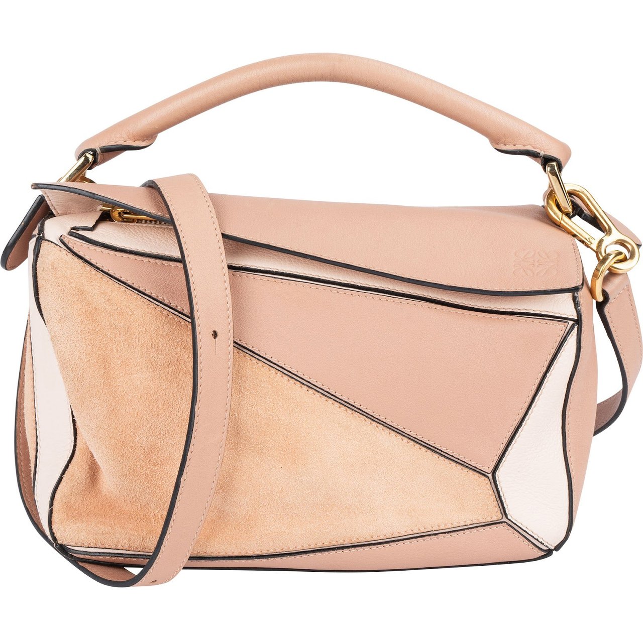 Loewe Suede Calfskin Puzzle Handbag Roze