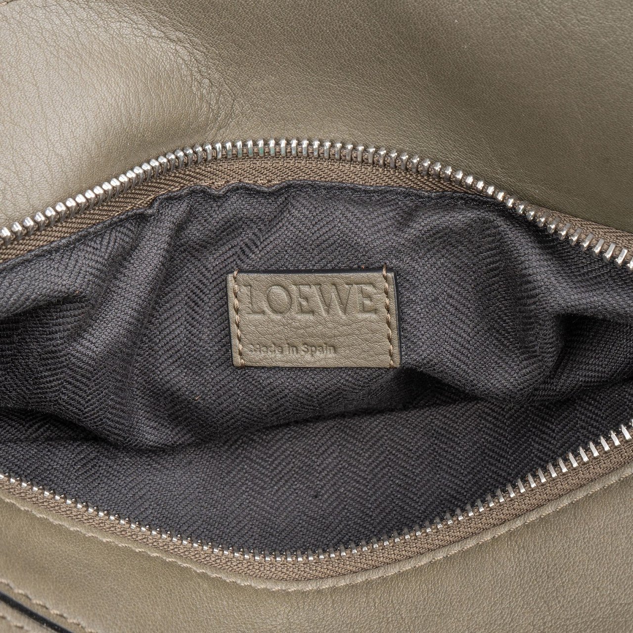 Loewe Grained Calfskin Small Puzzle Bumbag Crossbody Bag Taupe