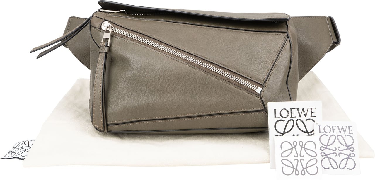 Loewe Grained Calfskin Small Puzzle Bumbag Crossbody Bag Taupe