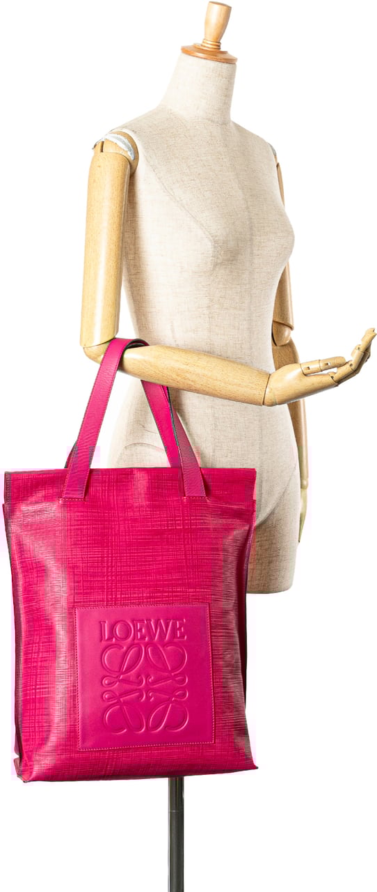 Loewe Anagram Leather Shopper Tote Roze