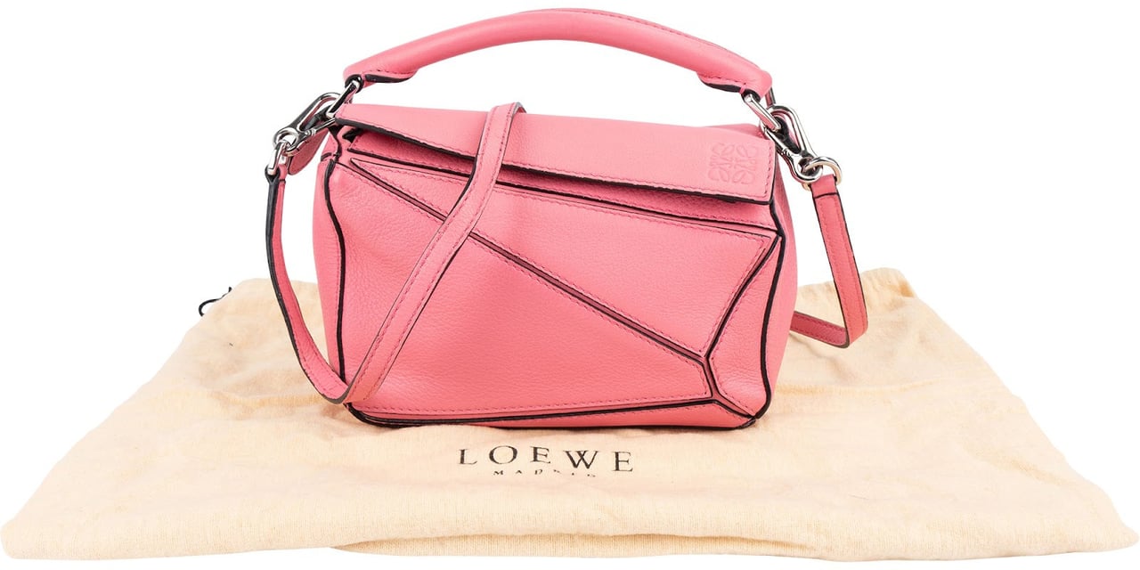 Loewe Pink Leather Puzzle Mini Crossbody Handbag Roze