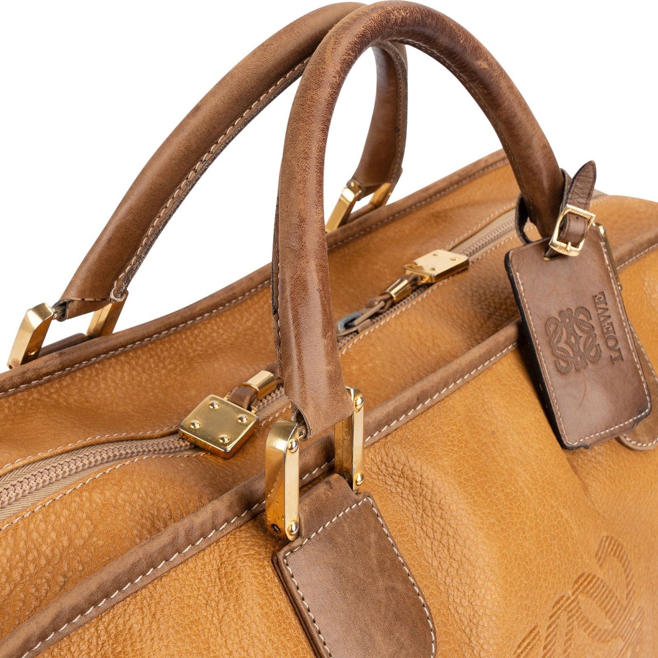Loewe Loewe Leather Anagram Duffle 50 Travel Bag Bruin
