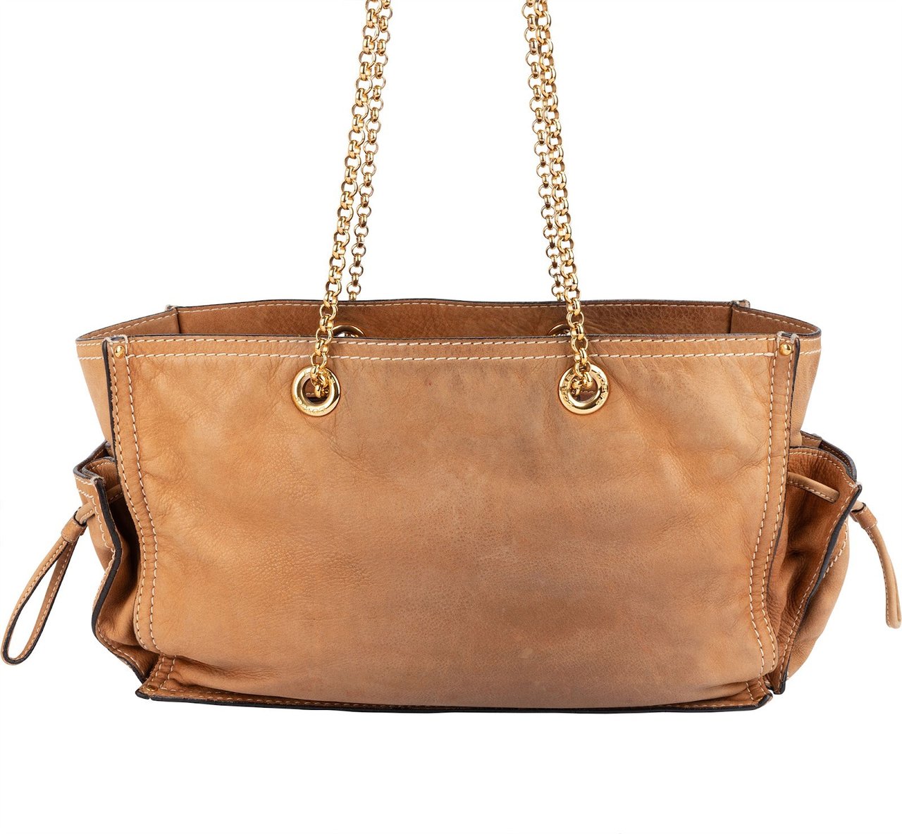 Loewe Loewe Leather Crowns Tote Chain Crossbody Bag Bruin