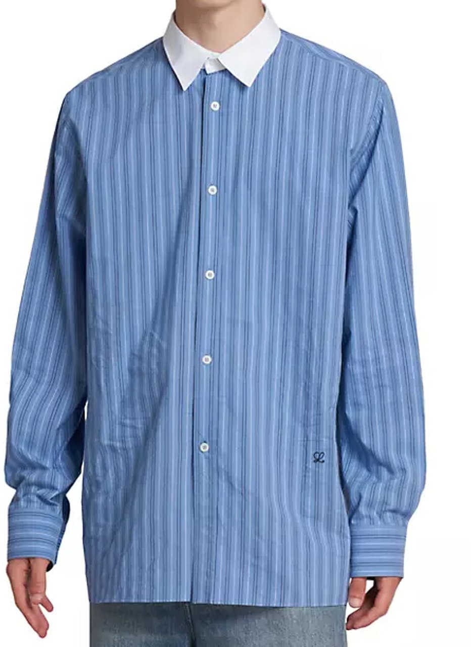 Loewe Loewe Striped Cotton Shirt Blauw
