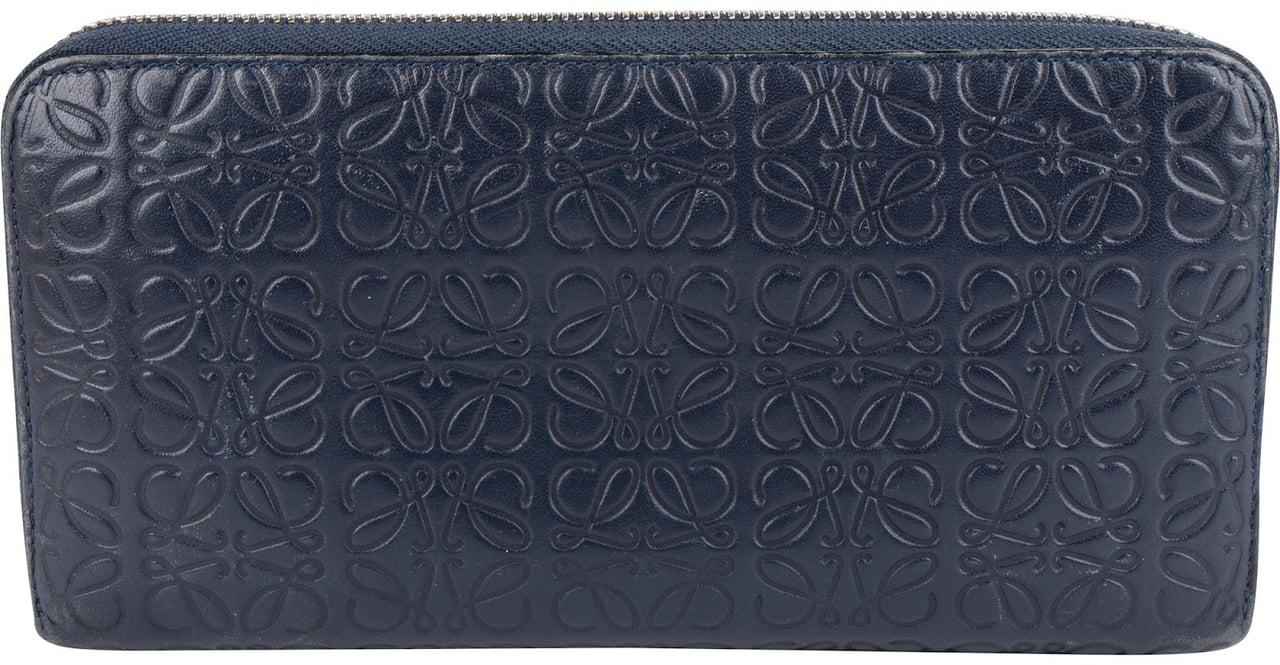Loewe Loewe Leather Monogram Anagram Zip Around Wallet Zwart