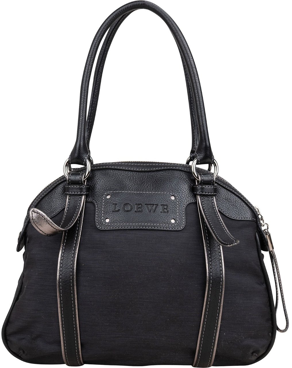 Loewe Black Leather Anagram Shoulder Bag Zwart