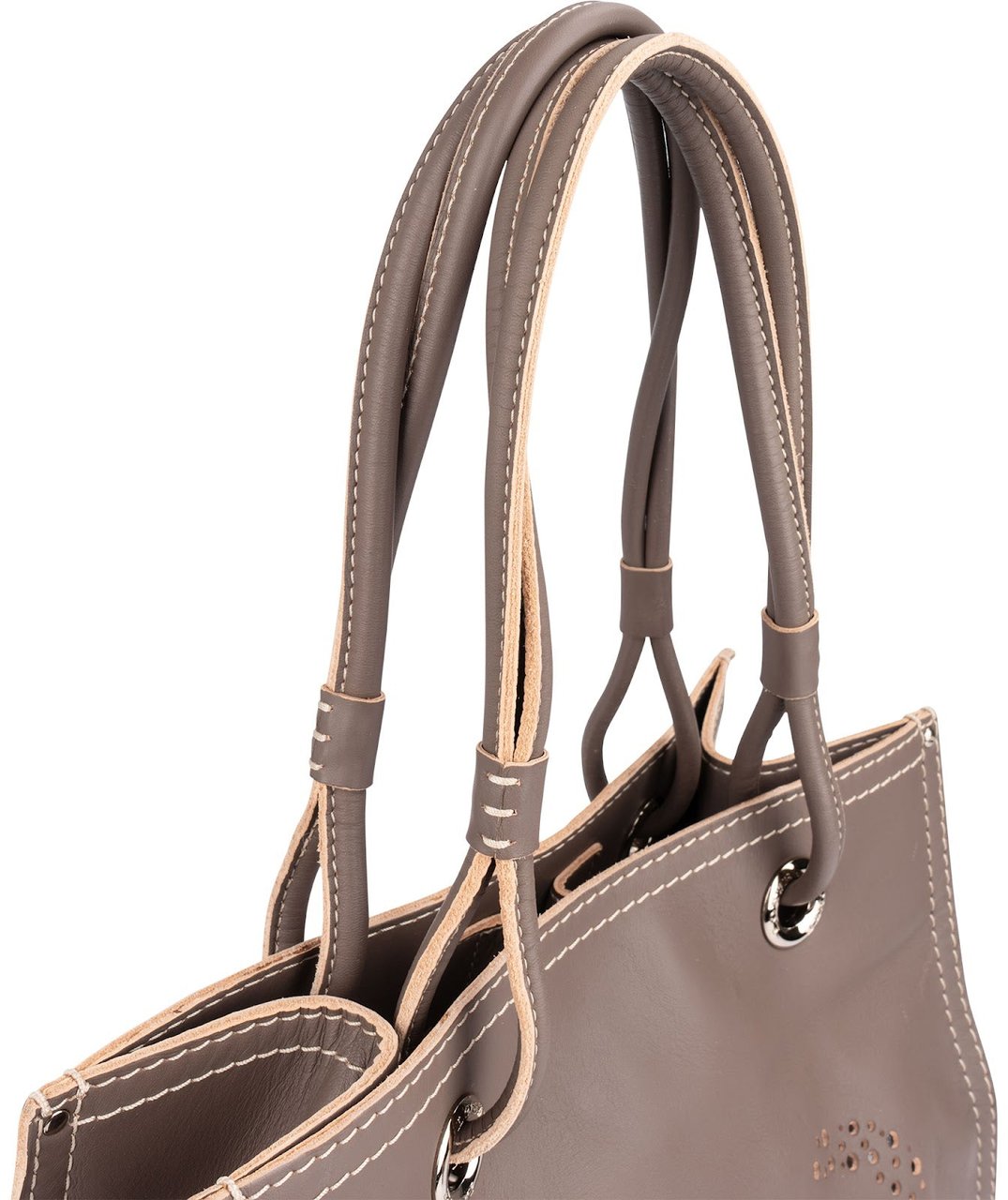 Loewe Leather Anagram Perforated Amazona Shopper Tote Handbag Taupe