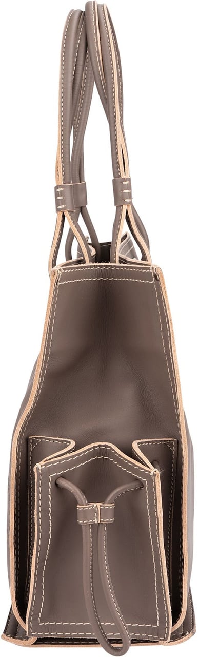 Loewe Leather Anagram Perforated Amazona Shopper Tote Handbag Taupe