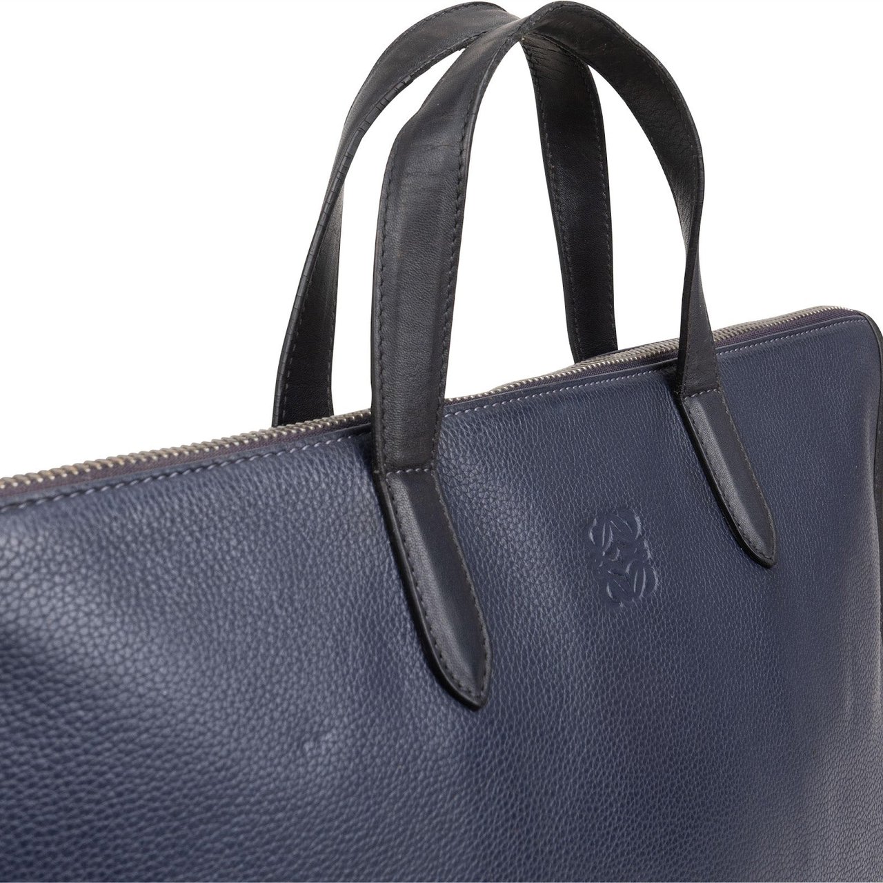 Loewe Grained Leather Briefcase Handbag Navy