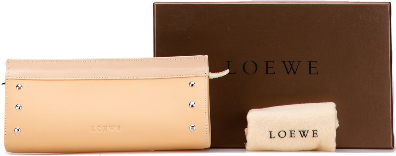 Loewe Studded Leather Clutch Bruin