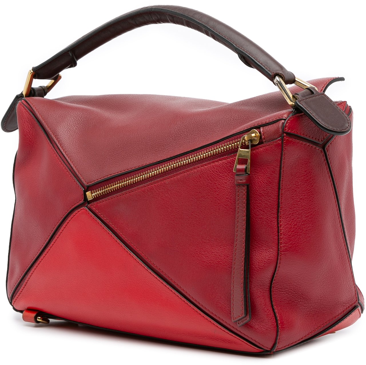 Loewe Medium Tricolor Calfskin Puzzle Satchel Rood