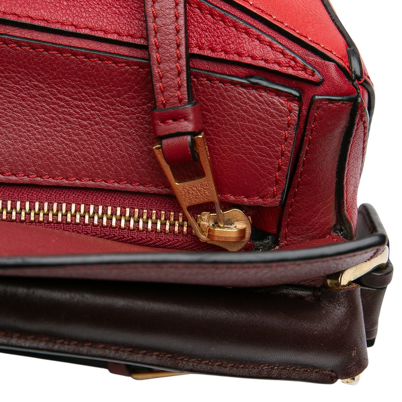 Loewe Medium Tricolor Calfskin Puzzle Satchel Rood