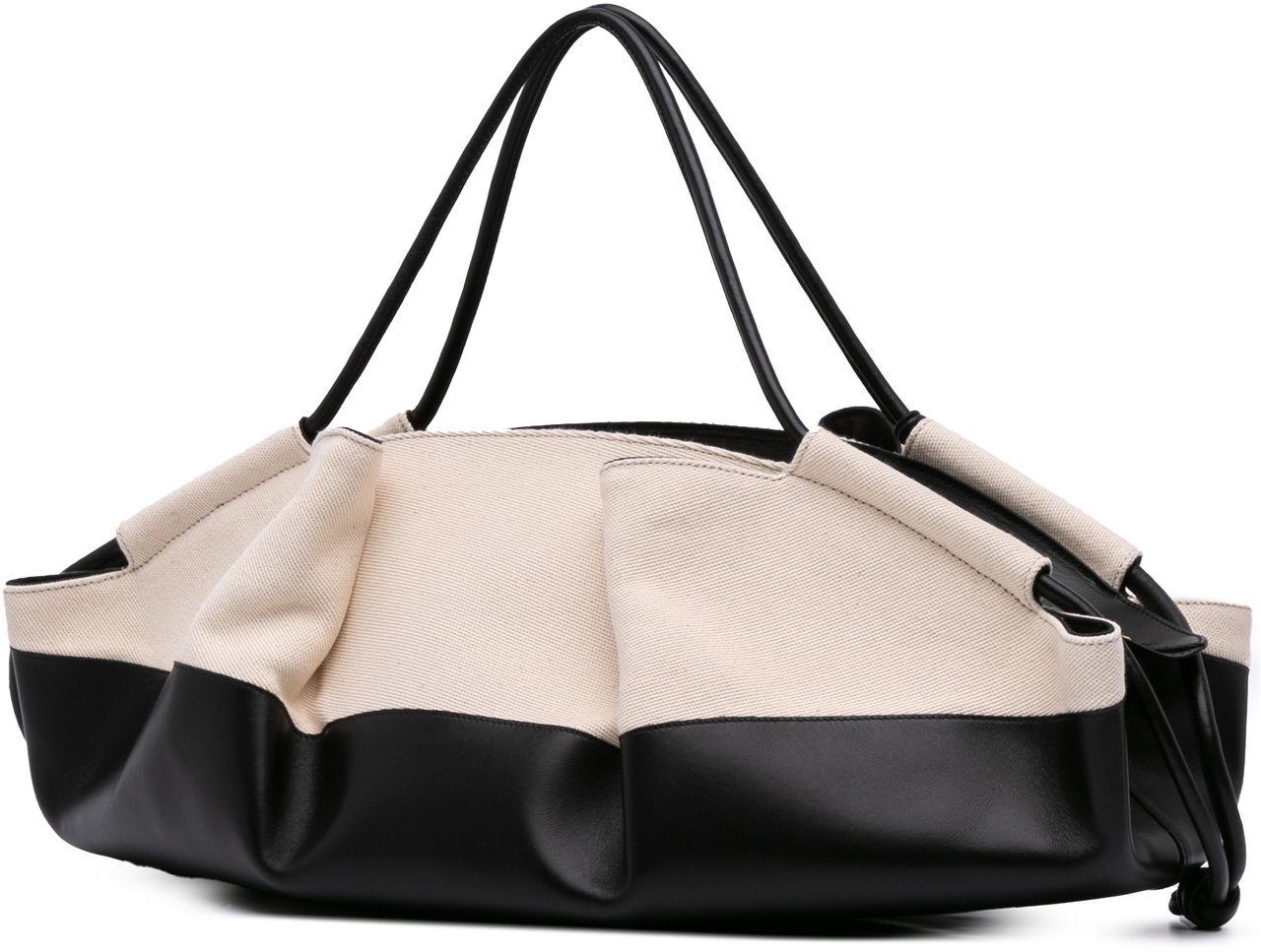 Loewe XL Shiny Calfskin and Canvas Paseo Satchel Zwart