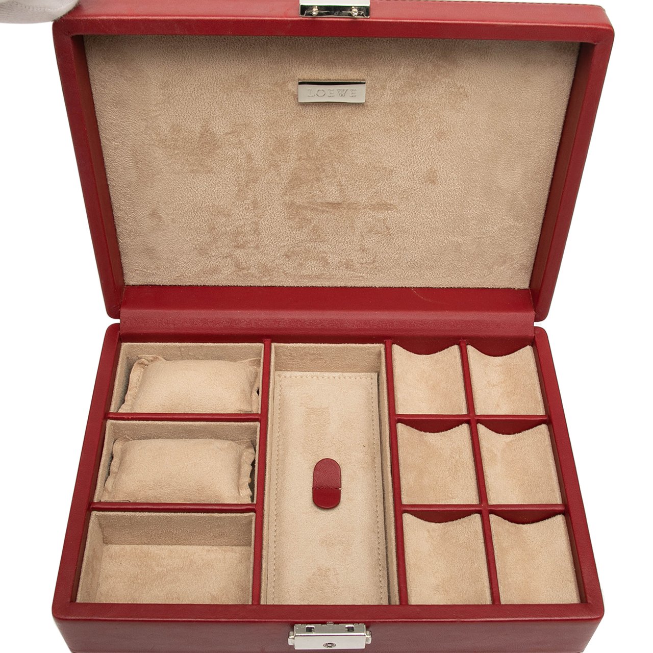 Loewe Leather Anagram Jewelry Box Rood