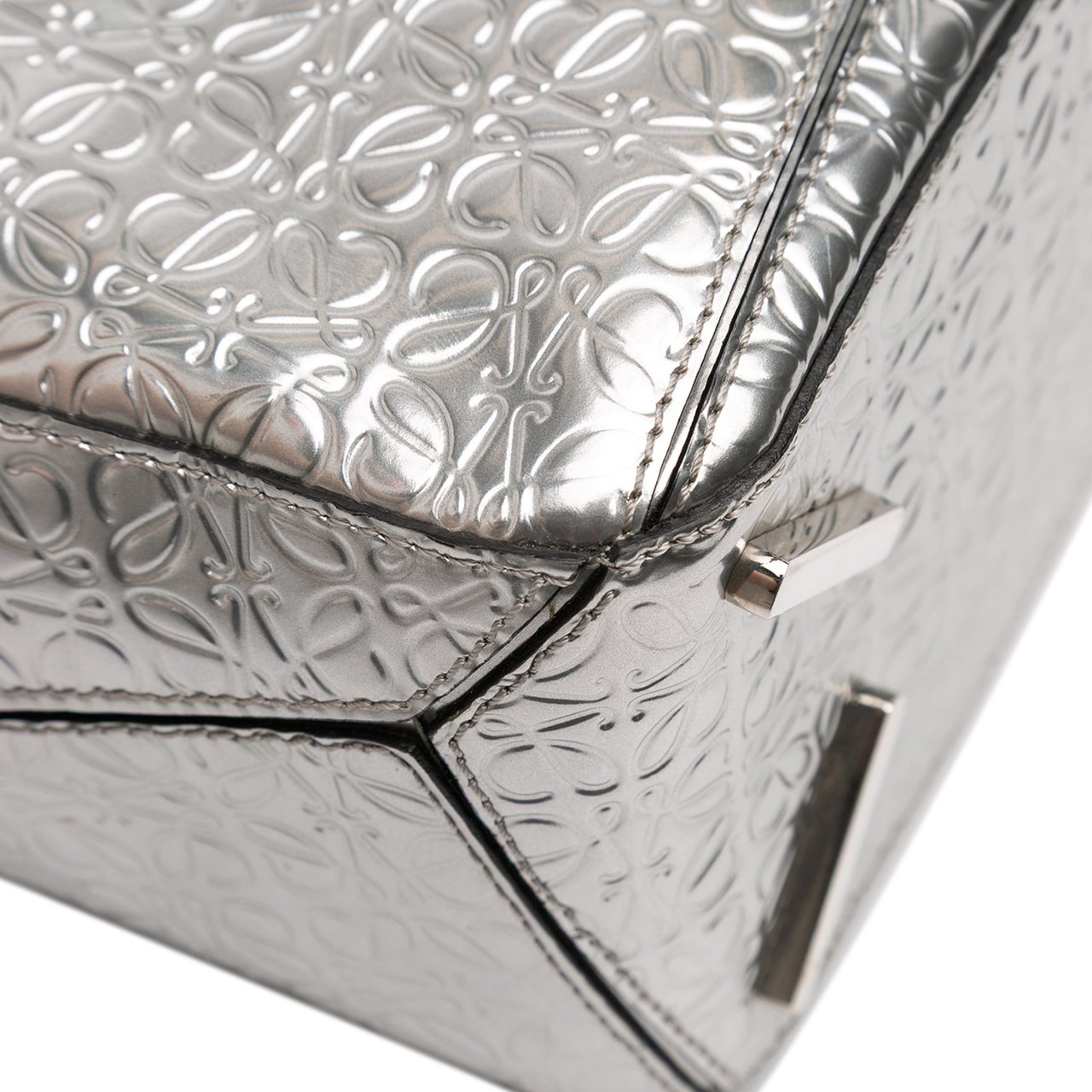 Loewe Small Anagram Embossed Patent Puzzle Satchel Zilver