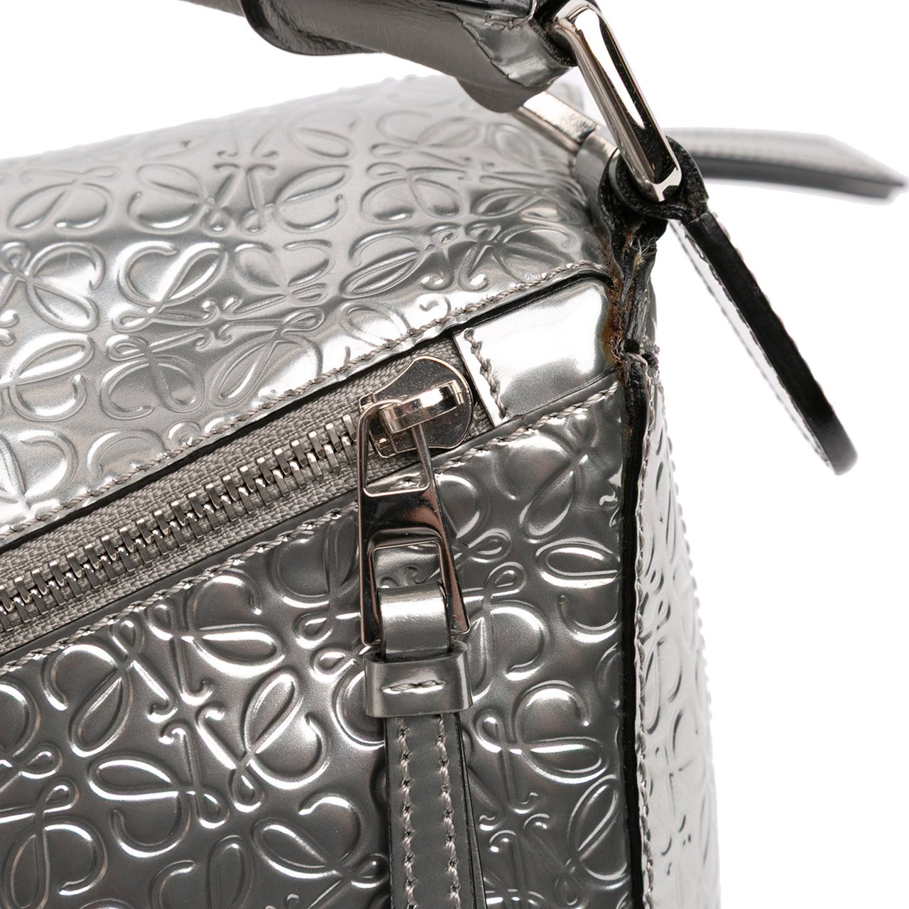 Loewe Small Anagram Embossed Patent Puzzle Satchel Zilver