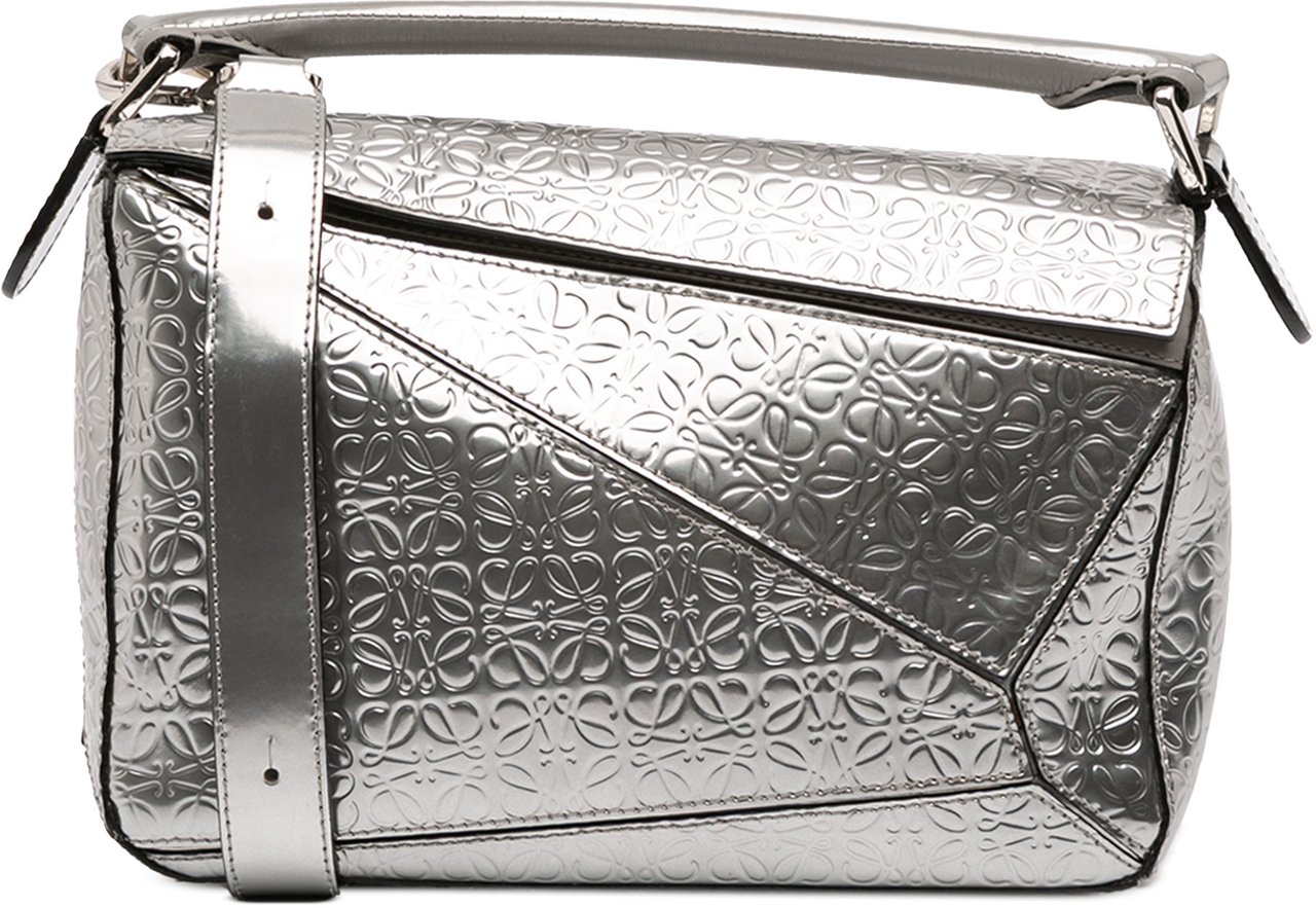 Loewe Small Anagram Embossed Patent Puzzle Satchel Zilver