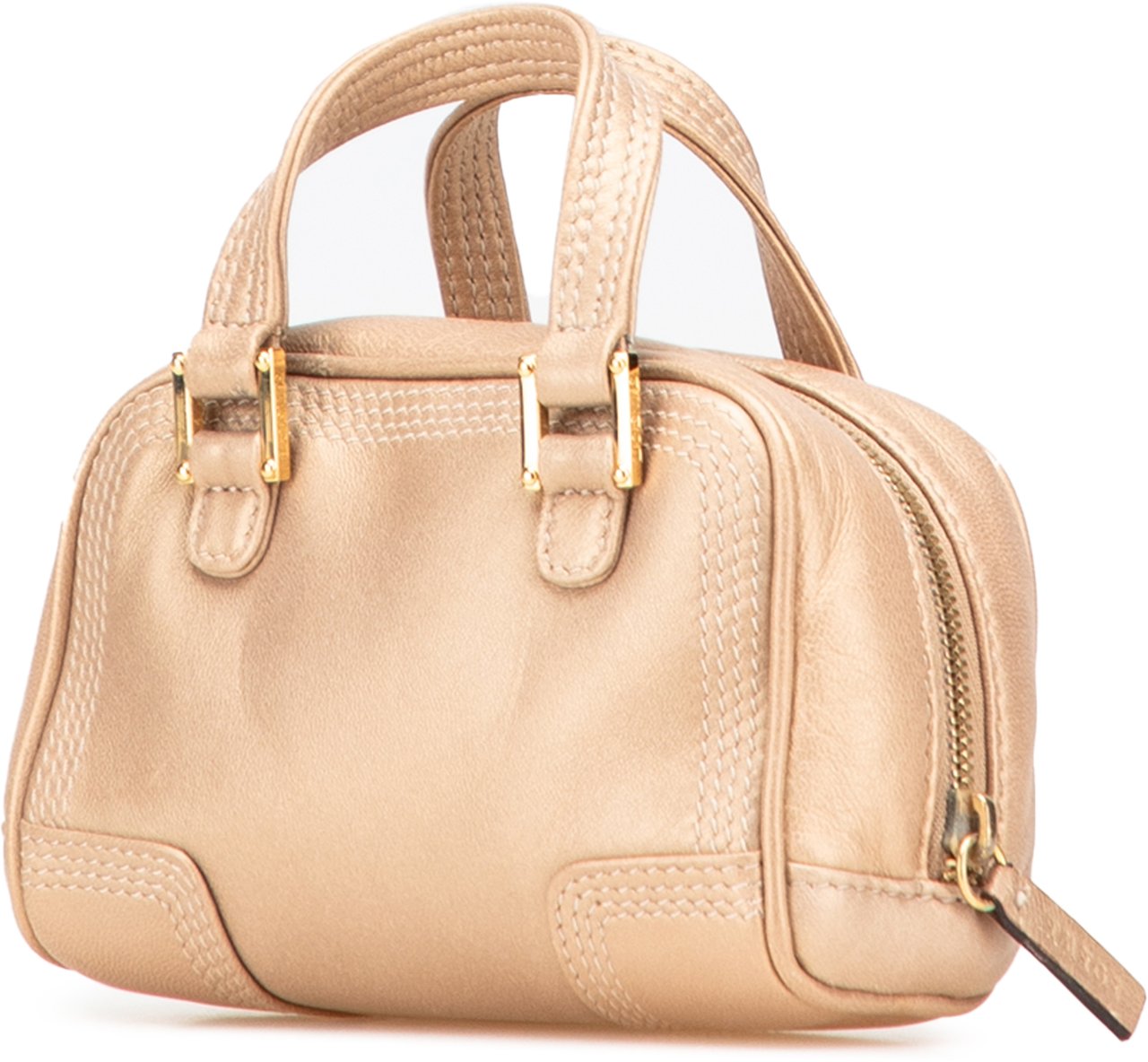Loewe Micro Metallic Leather Amazona Satchel Goud