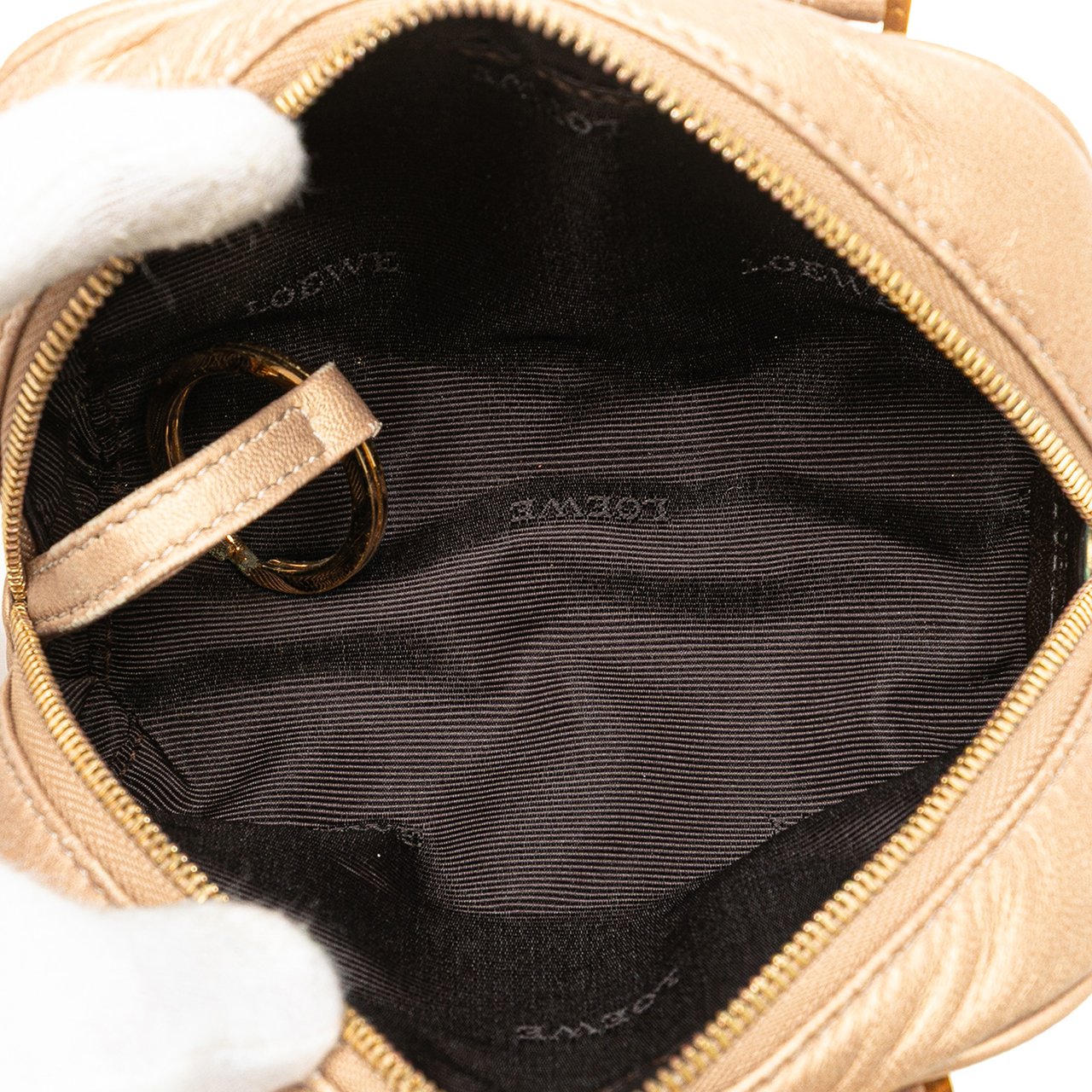 Loewe Micro Metallic Leather Amazona Satchel Goud