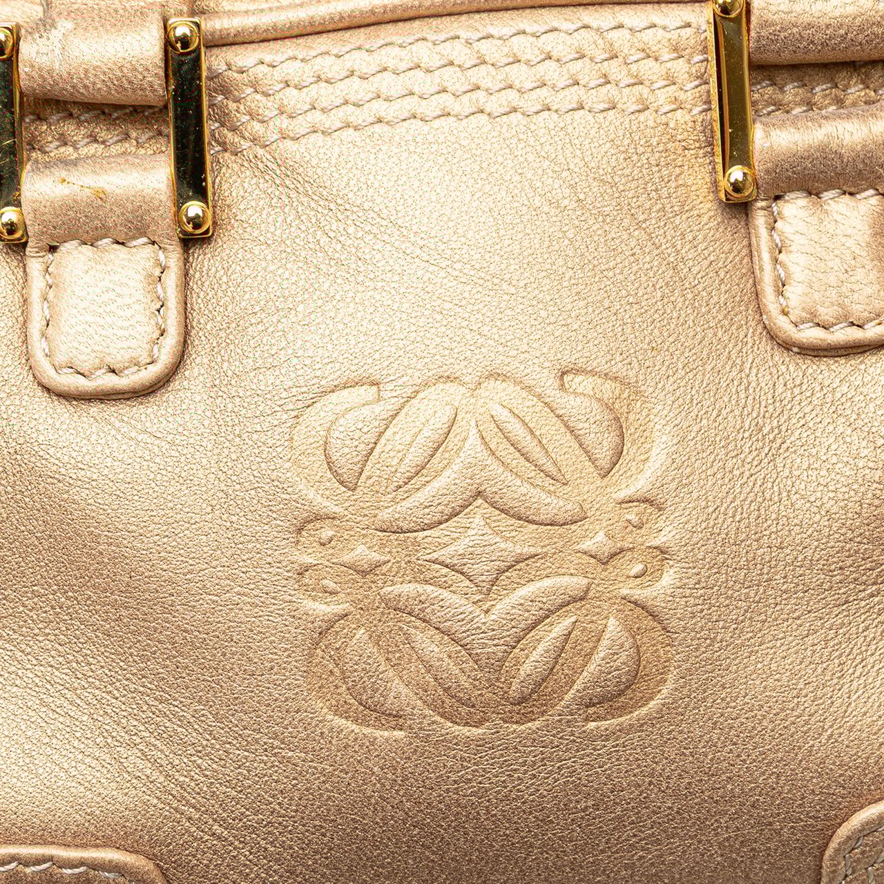 Loewe Micro Metallic Leather Amazona Satchel Goud