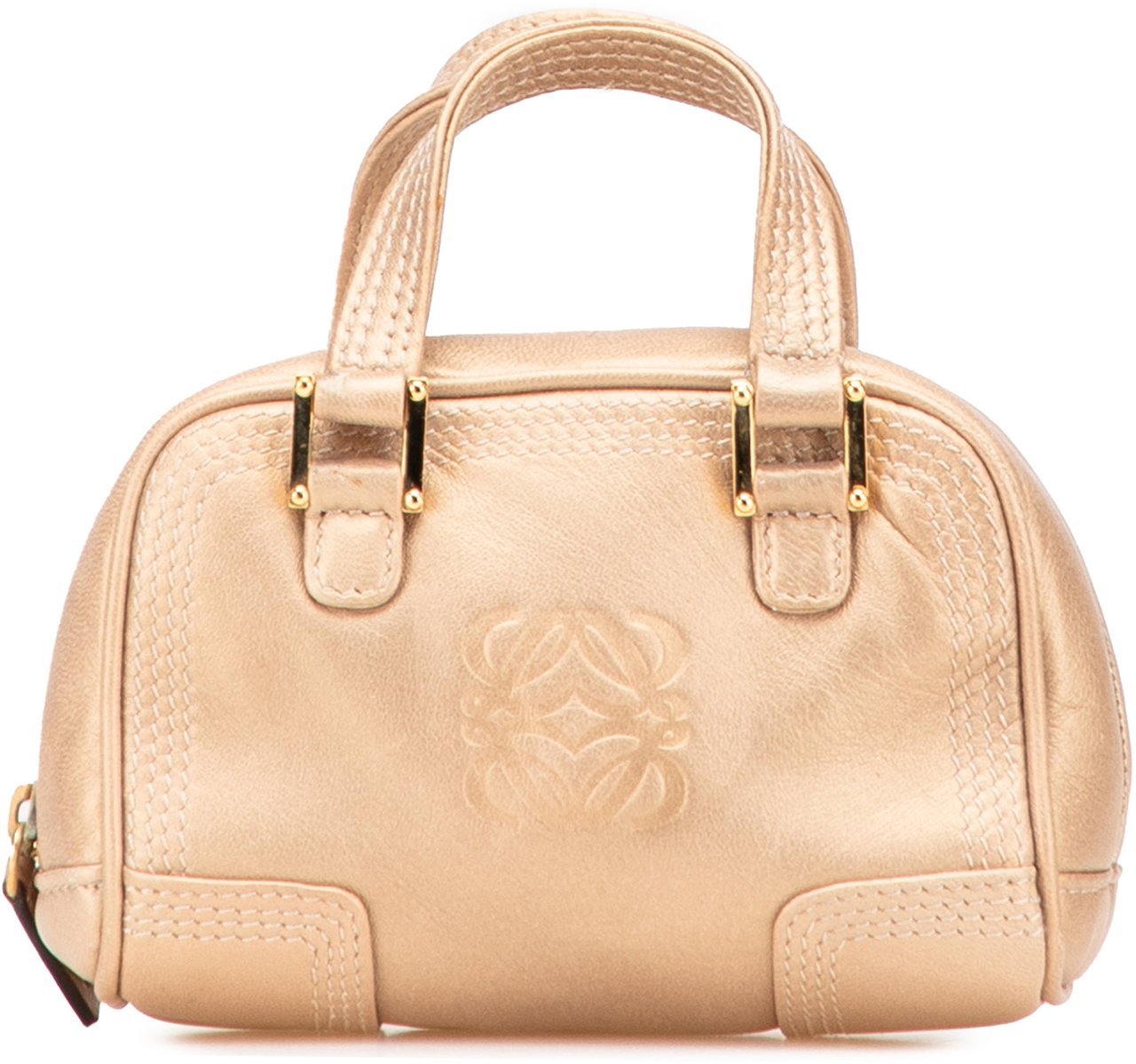 Loewe Micro Metallic Leather Amazona Satchel Goud