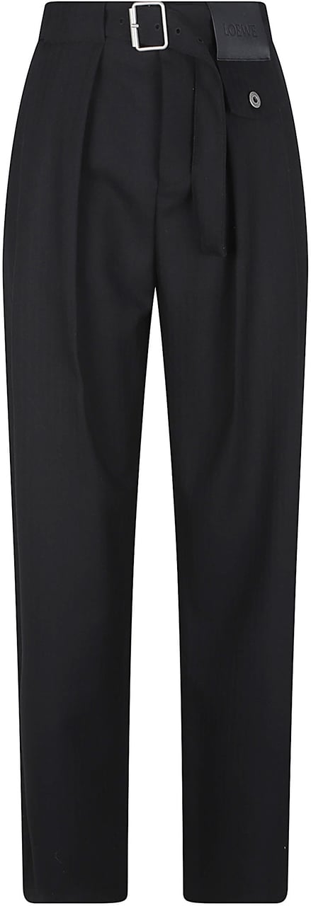 Loewe Lightweight Wool Crepe Trousers Zwart