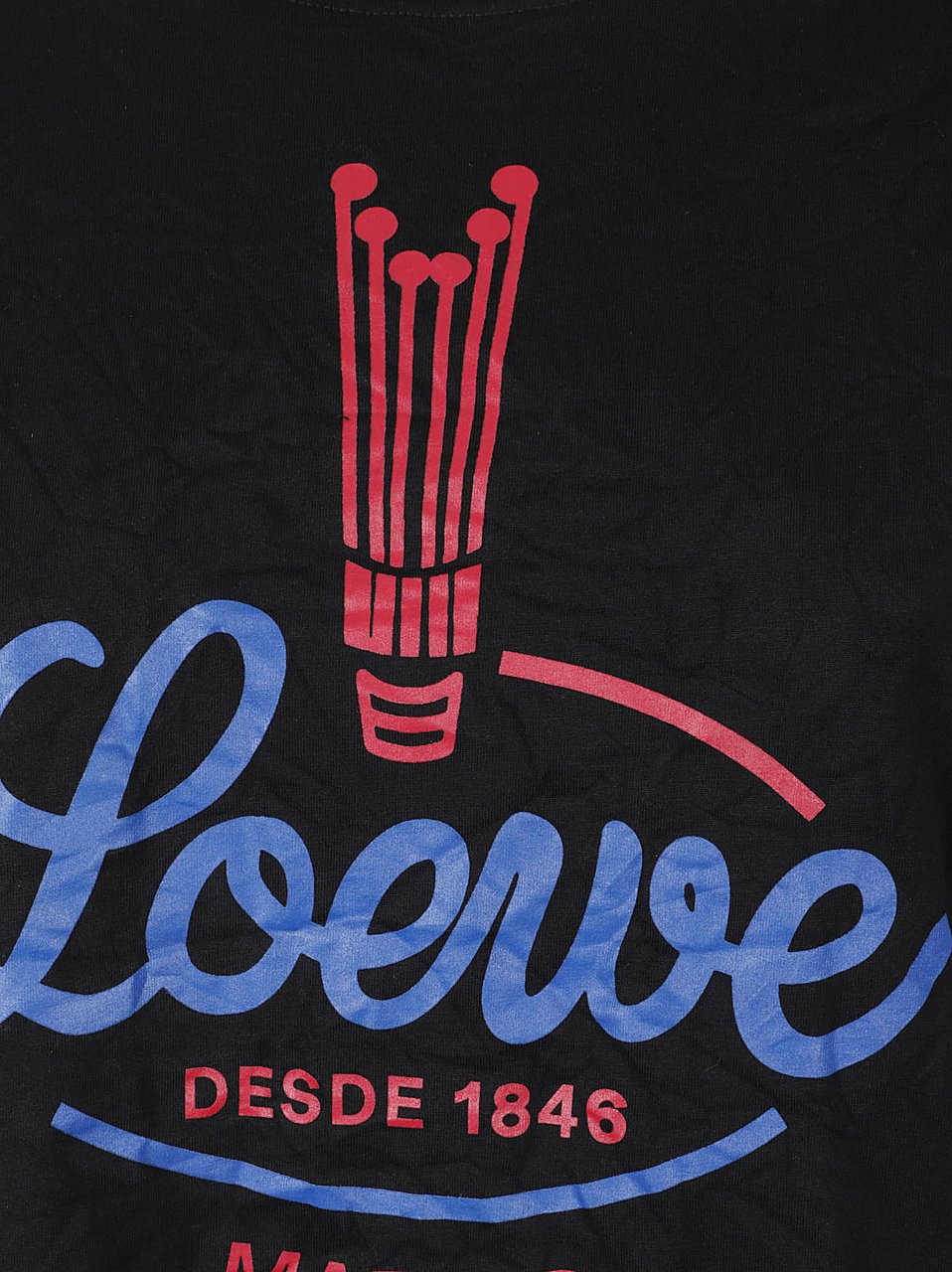 Loewe Textured Black T-Shirt With Adjustable Draping Zwart