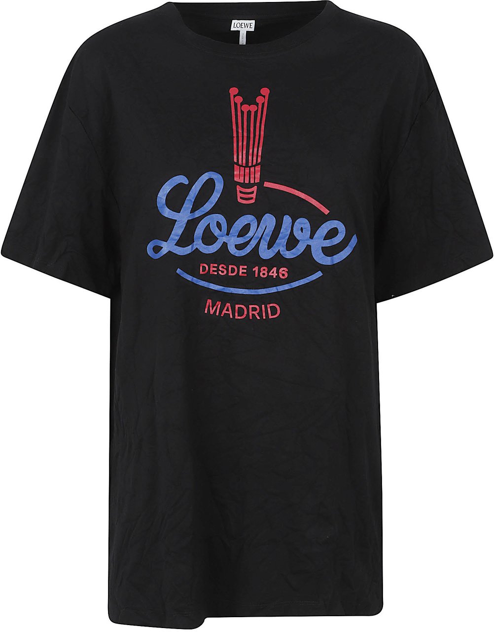 Loewe Textured Black T-Shirt With Adjustable Draping Zwart