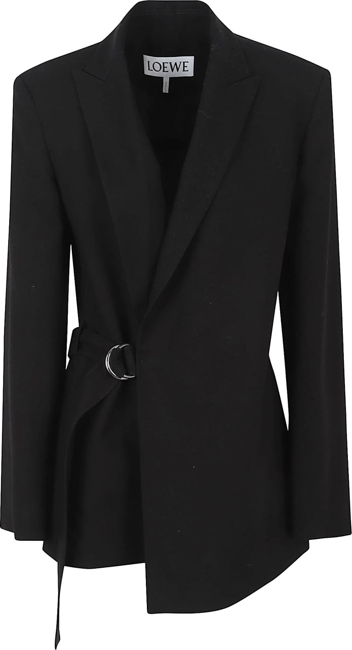 Loewe Fluid Wool Jacket With Wrap-Front Drape Zwart