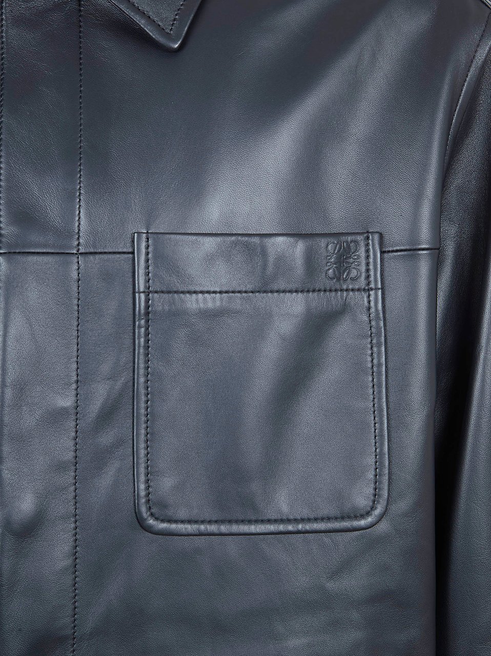 Loewe Lamb Leather Overshirt With Concealed Closure Grijs