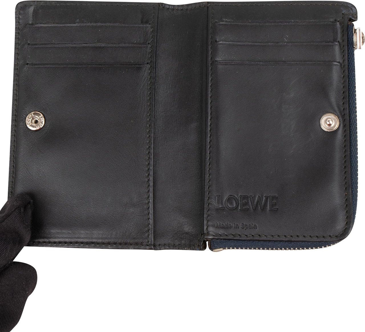 Loewe Anagram Monogram Leather Small Zip Around Wallet Navy