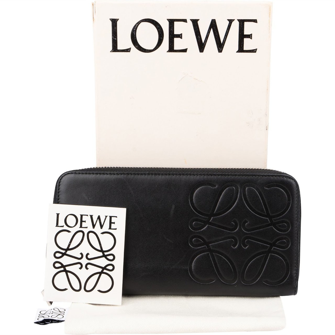Loewe Leather Anagram Zip Around Wallet Zwart