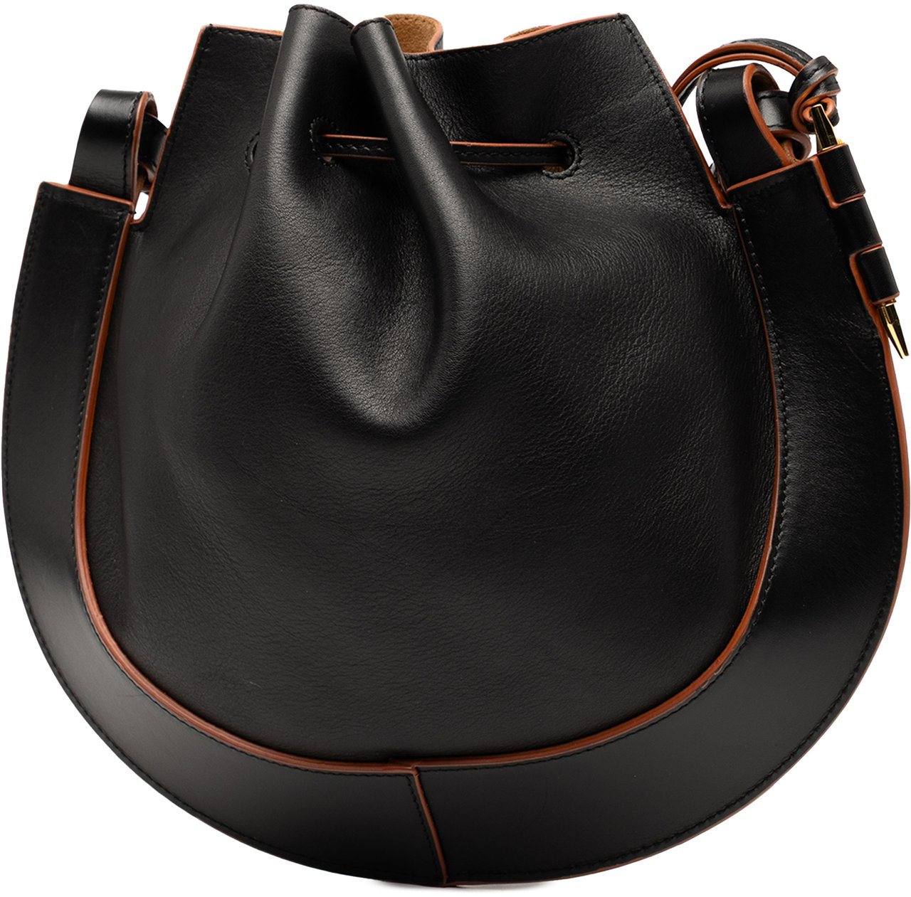 Loewe Medium Leather Horseshoe Crossbody Zwart