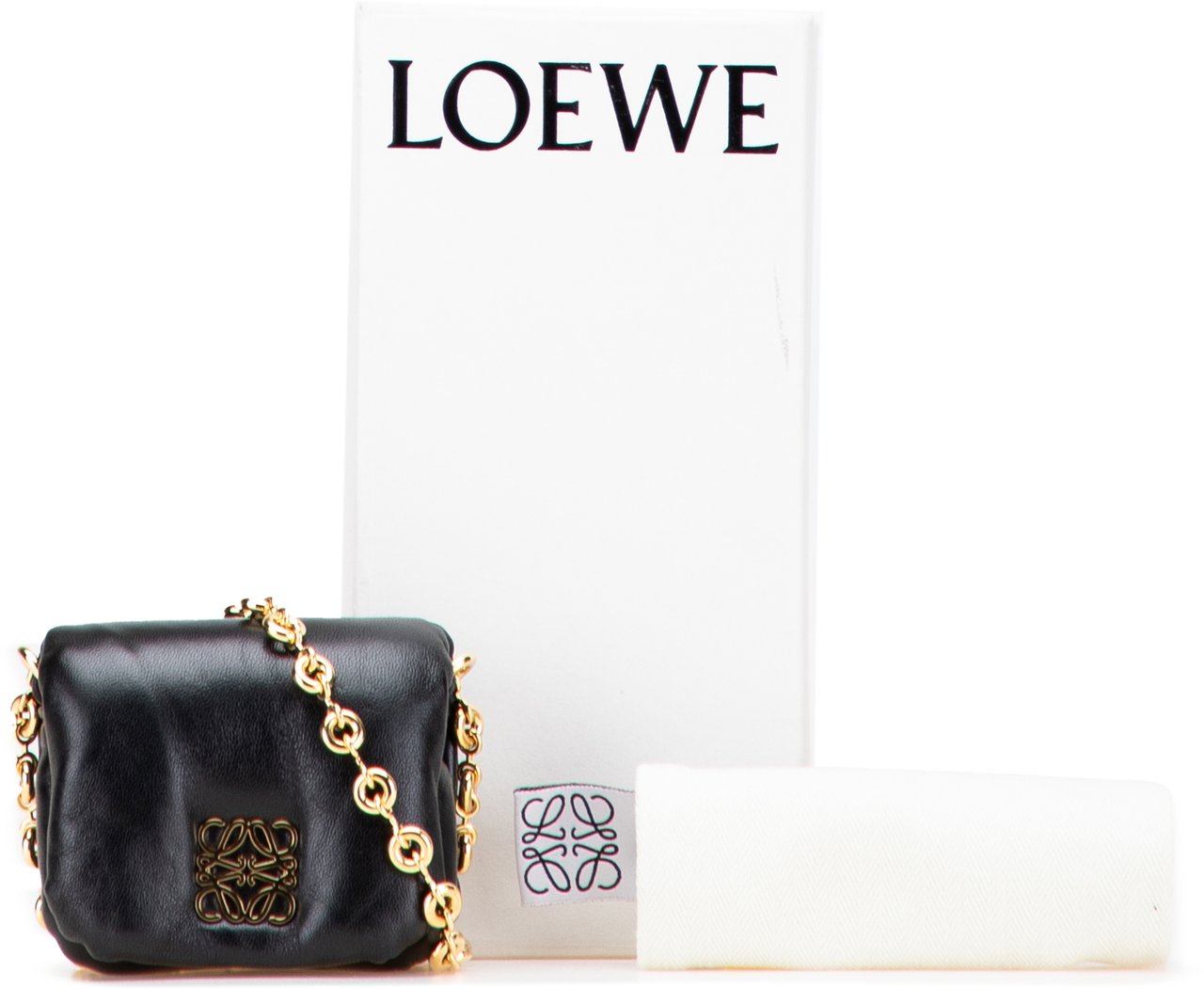 Loewe Shiny Lambskin Goya Puffer Case Zwart