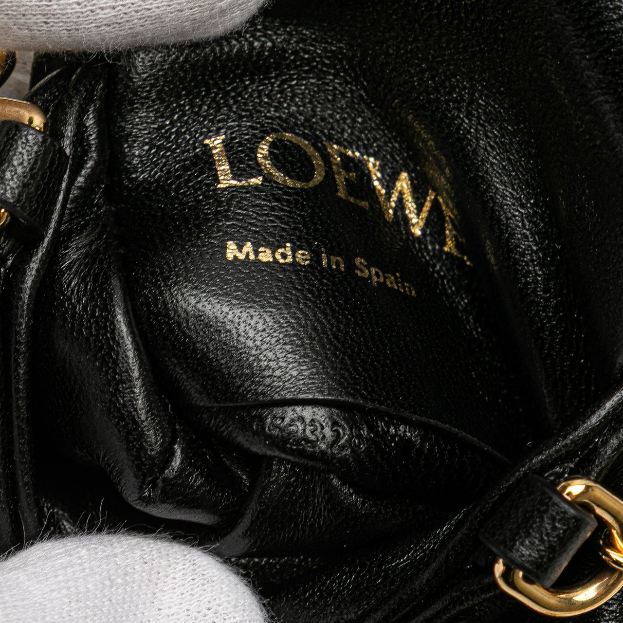 Loewe Shiny Lambskin Goya Puffer Case Zwart