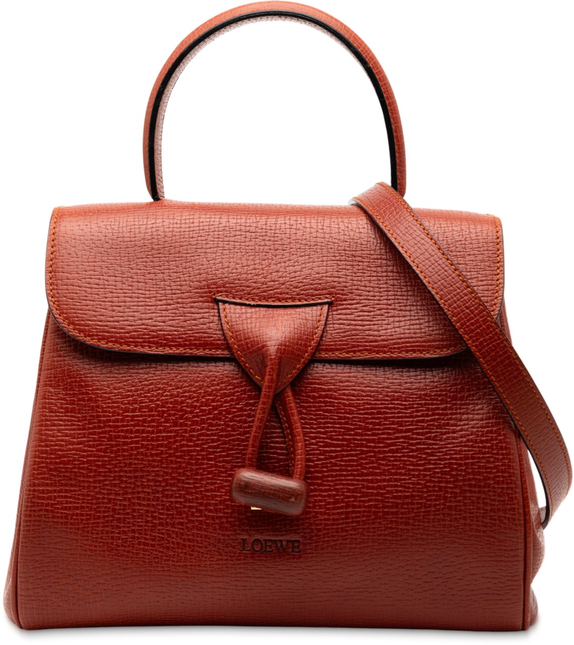 Loewe Grained Calfskin Flap Satchel Rood