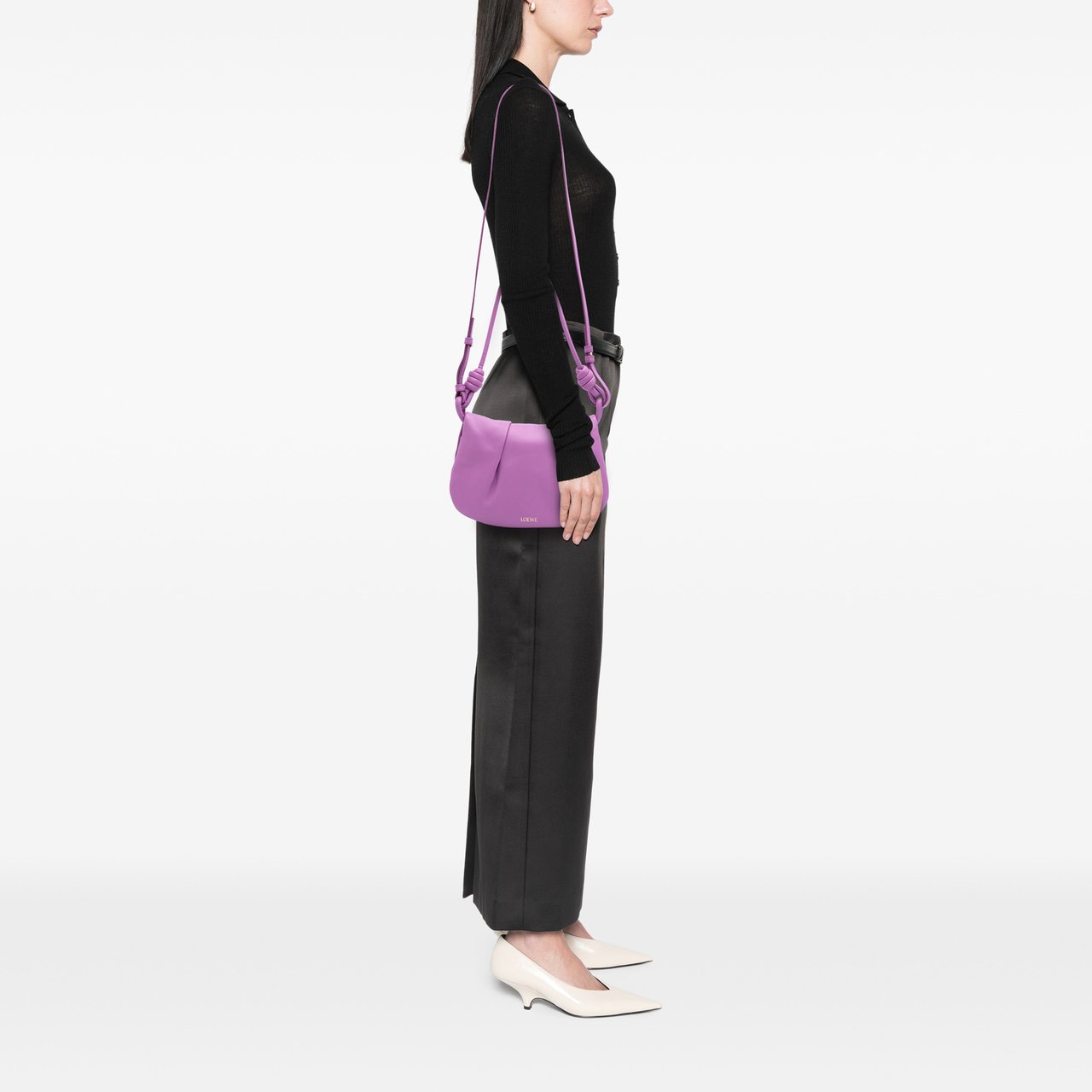 Loewe Shiny Calfskin Paseo Satchel Paars
