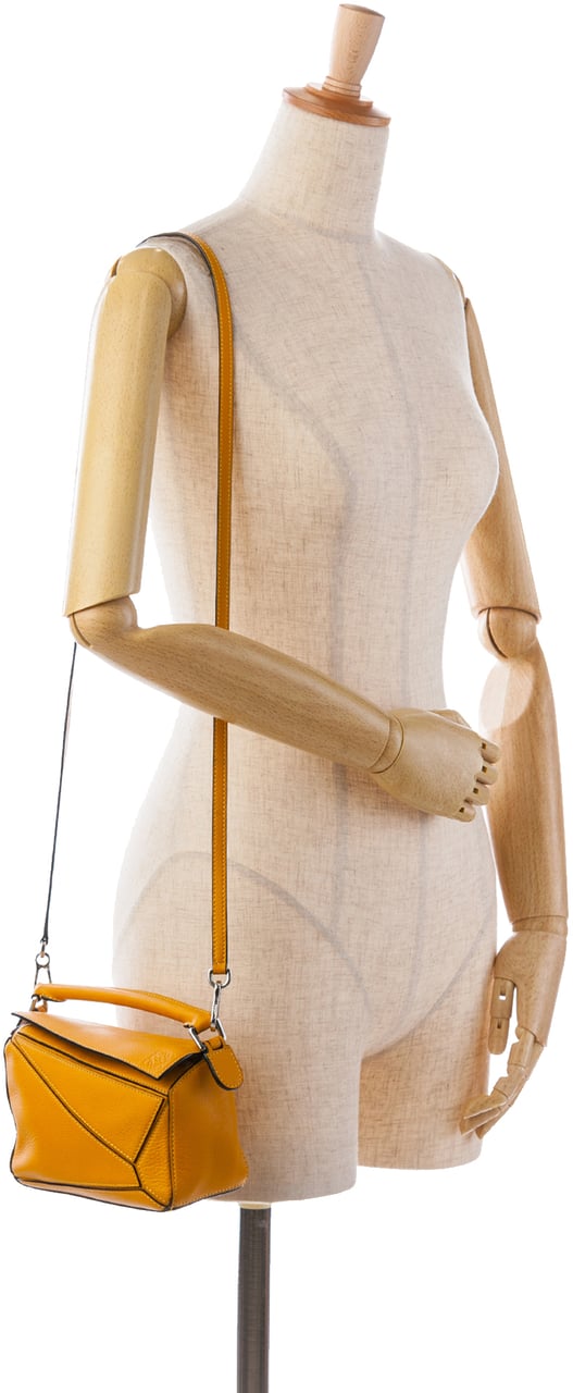 Loewe Mini Calfskin Puzzle Satchel Geel
