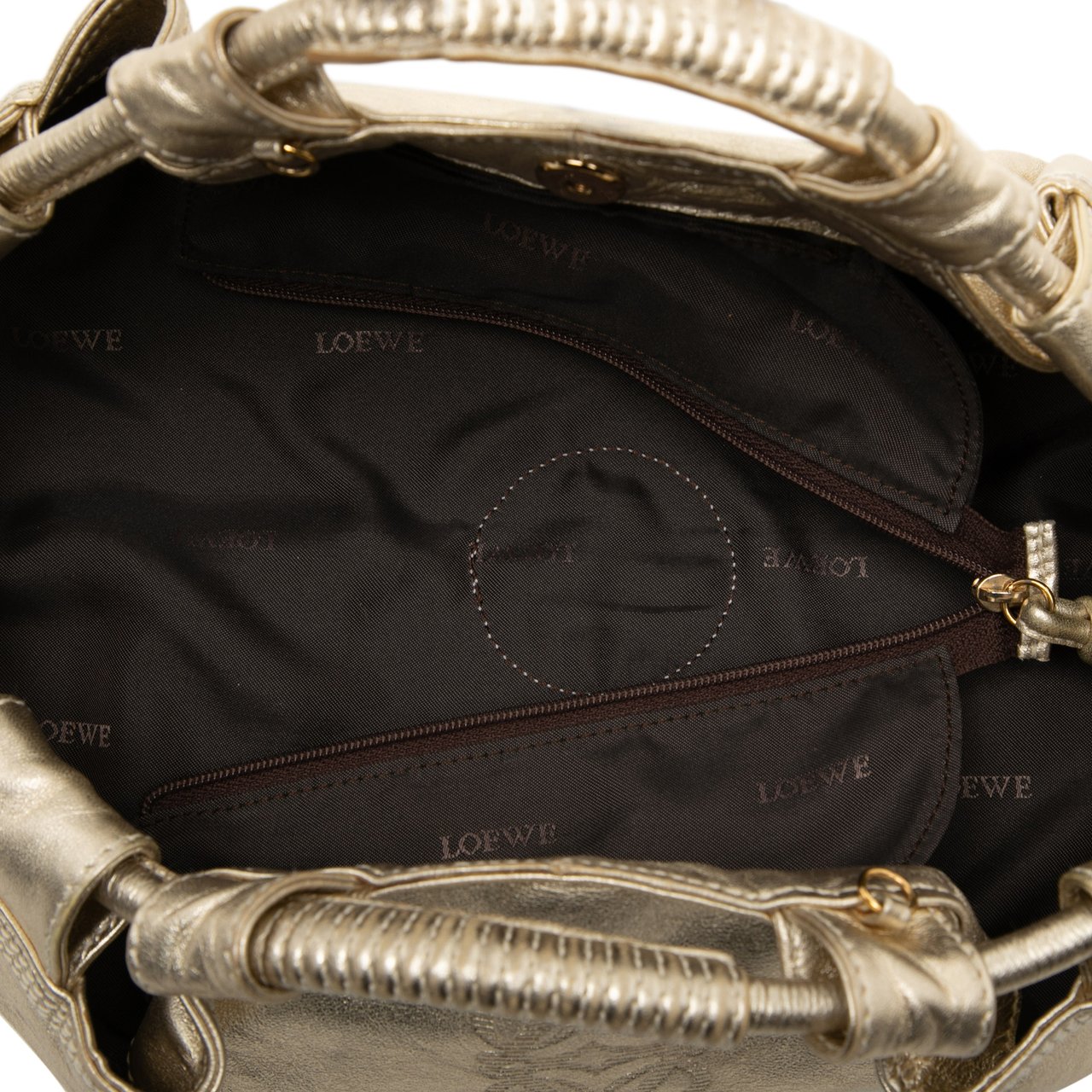 Loewe Metallic Nappa Aire Satchel Goud